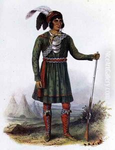 Osceola or 'Rising Sun', a Seminole Leader, 1838, illustration from 'The Indian Tribes of North America by George Catlin