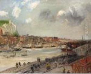 View Of A Port by Jacques-Edouard Dufeu