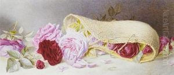 Roses Spilling From A Wicker Basket - view 1