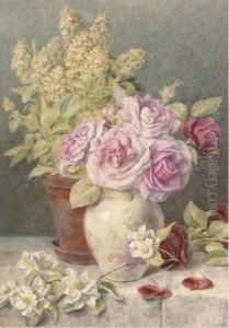 Giant Mignionette And Roses by Mary Elizabeth Duffield