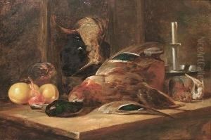 Still Life Of Dead Game And Fruit Resting On A Table