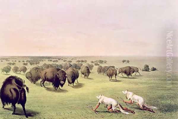 Hunting Buffalo Camouflaged with Wolf Skins, c.1832 - view 1