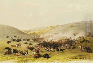 Buffalo Hunt, Surround, c.1832 by George Catlin
