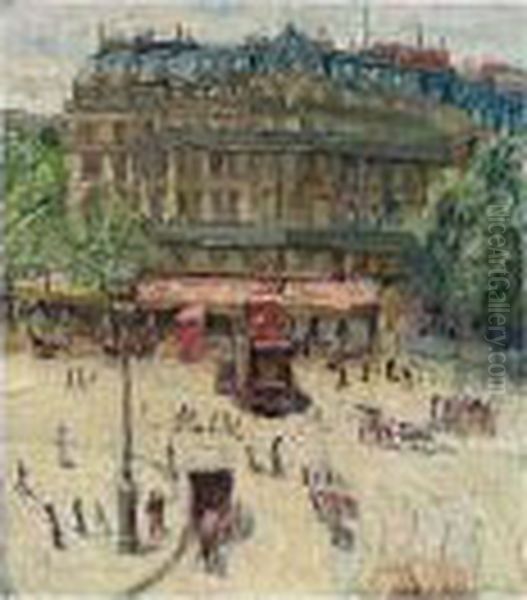 Place De La Bastille, Signed, Oil On Board, 90 By 79.8 Cm., 35 1/2 By 31 3/8 In - view 1