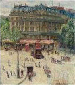 Place De La Bastille, Signed, Oil On Board, 90 By 79.8 Cm., 35 1/2 By 31 3/8 In