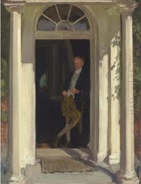 A Gentleman With His Pipe Standing In A Doorway - view 1