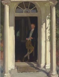 A Gentleman With His Pipe Standing In A Doorway by Thomas Cantrell Dugdale