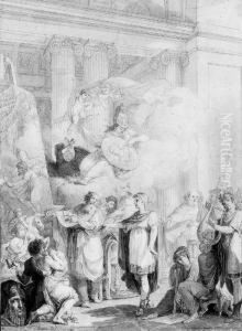 Telemachus Led By Minerva To
Salenta To Pay Homage To The Arts: Atribute To Grand Duke Paul
Petrovitch During His Trip To Paris Ascomte Du Nord In June 1782 by Jean-Demosthene Dugourc