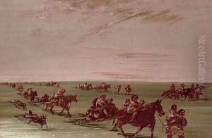 Red Indians using the Travois by George Catlin