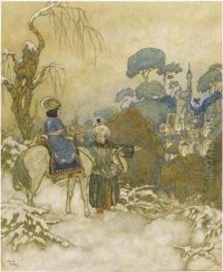 Soon They Caught Sight Of The Castle In The Distance. by Edmund Dulac