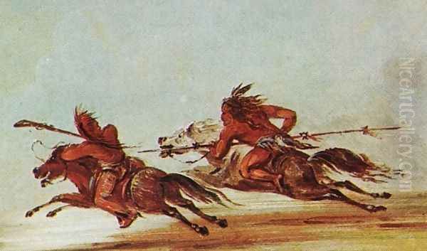 War on the plains. Comanche (right) trying to lance Osage warrior - view 1