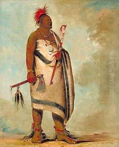 Shonka Sabe (Black Dog). Chief of the Hunkah division of the Osage tribe by George Catlin