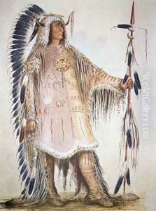 Mato-Tope, second chief of the Mandan people in 1833 by George Catlin