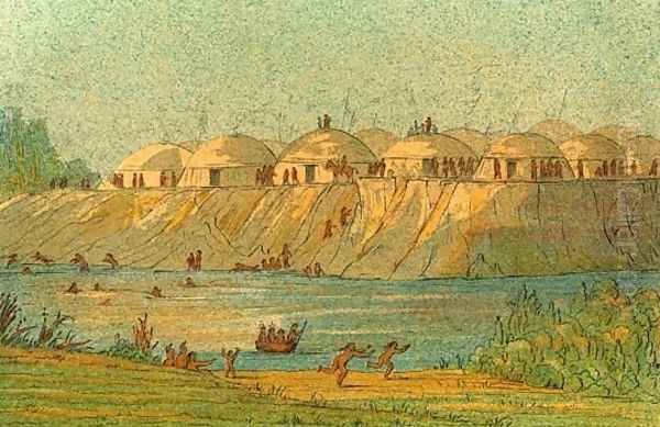 A village of the Hidatsa tribe at Knife River - view 1