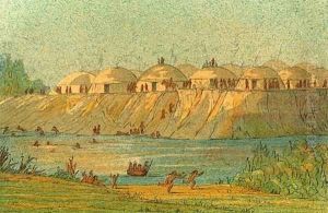 A village of the Hidatsa tribe at Knife River