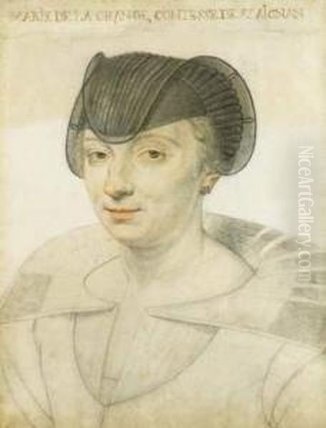 Portrait De Marie De La Grange, 
Comtesse De Saint-aignan, Tournee De 3/4 Gauche, Portant Une Coiffe De 
Veuve, Une Large Collerette Rabattue, Deux Anneaux Passes Dans L'oreille
 Gauche - view 1