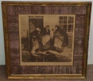Sans Titre [vieilles Et Enfants Devant Le Pas De Porte D'une Habitation]