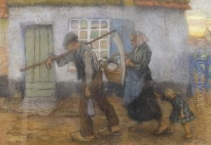 Bauernfamilie Vor Gehoft by Romeo Dumoulin