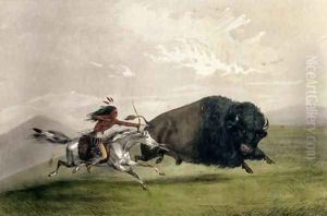 The Buffalo Chase 'Singling Out' by George Catlin
