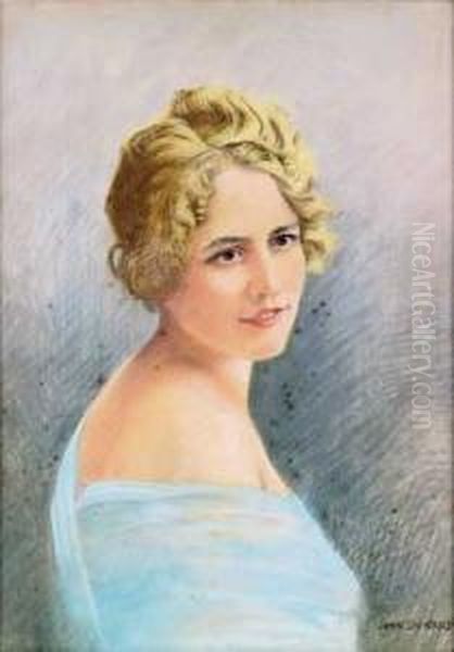 Jeune Femme Blonde Pastel. Signe
En Bas A Droite "jean Dunand" Dans Son Cadre D'origine En Laque Noir Et
Or. 67 X 50 Cm - view 1