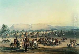 Camp of Piekann Indians by George Catlin