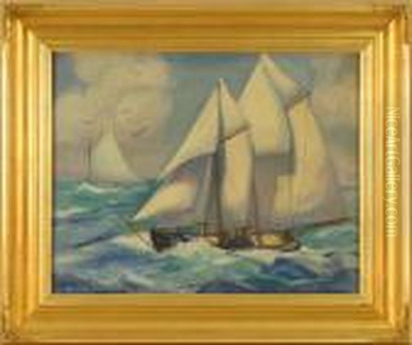 Two-masted Ship At Sea. - view 1