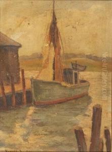 Boat At Dock by Harold C. Dunbar