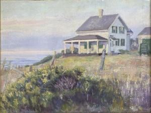 Cape Cod House With Theocean In The Distance. by Harold C. Dunbar