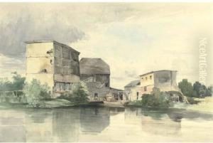 Timber Buildings On A River Bank Timber Buildings On A River Bank