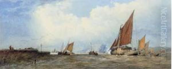 A View On The Thames With A Haybarge And Boats - view 1