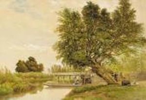 By The Thames At Cookham, Berkshire by Edward R.W.S Duncan