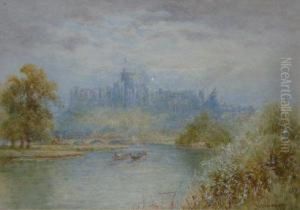 View Of Windsor Castle From The River Thames With Steam Boats On River