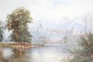 Windsor Castle From The River With Cattle Inthe Foreground