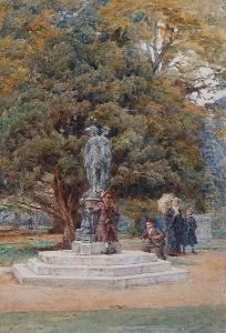 A Drinking Fountain At Hampton Court by Walter Duncan