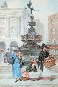 The Flower Ladies Before Eros, Picadilly; Flower Ladies, Covent Garden