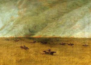 Fire in a Missouri Meadow and a Party of Sioux Indians Escaping from It, Upper Missouri Fire in a Missouri Meadow and a Party of Sioux Indians Escaping from It, Upper Missouri