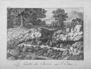 Diverse Landschaftsdarstellungen Mit Figuren by Balthasar Anton Dunker