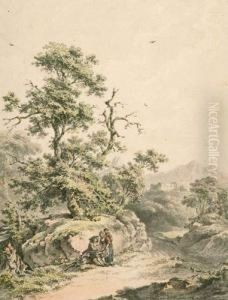 Landschaft Mit Drei Figuren.