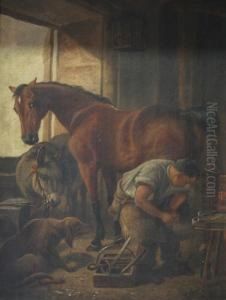 A Horse And Farrier by Albert Dunnington