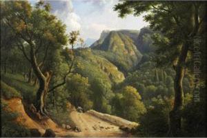 Paysage Neoclassique Avec Une Jeune Femme Courant Sur Unchemin by Alexandre-Hyacinthe Dunouy