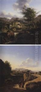 Italian Landscape With Monks (#) Italian Landscape With Figures by Alexandre-Hyacinthe Dunouy