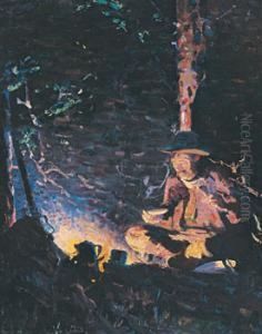 Evening Meal - The Hunter""""""""s Supper by W. Herbert Dunton