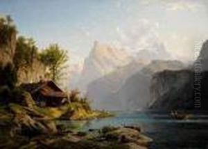 Vue De L'urirothstock Prise De Brunnen by Johannes-Bertholomaus Dutntze