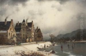 Skaters On A Winter Waterway
