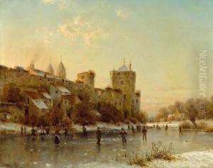 Motiv Aus Andernach Am Rhein - Winternachmittag. 1889. by Johannes-Bertholomaus Dutntze