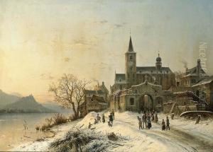 Winter Landscape Near Lorch Am 
Rhein With A View Of The Schonburg Ruin