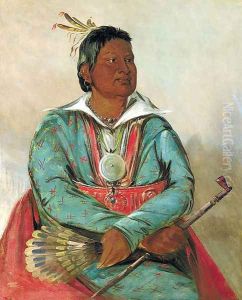 Mó-sho-la-túb-bee, He Who Puts Out and Kills, Chief of the Tribe by George Catlin