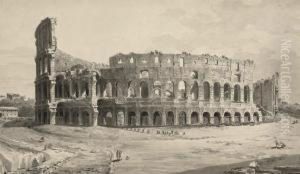 A Procession Approaching The Colosseum, Rome by Jean Duplessi-Bertaux