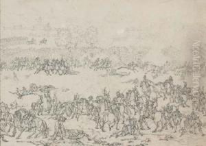 Deux Scenes De Bataille by Jean Duplessi-Bertaux