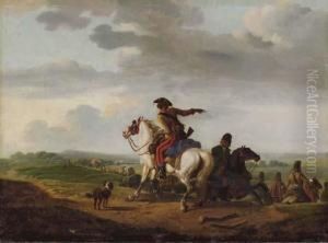 Cavalrymen Leading A Caravan Through A Landscape